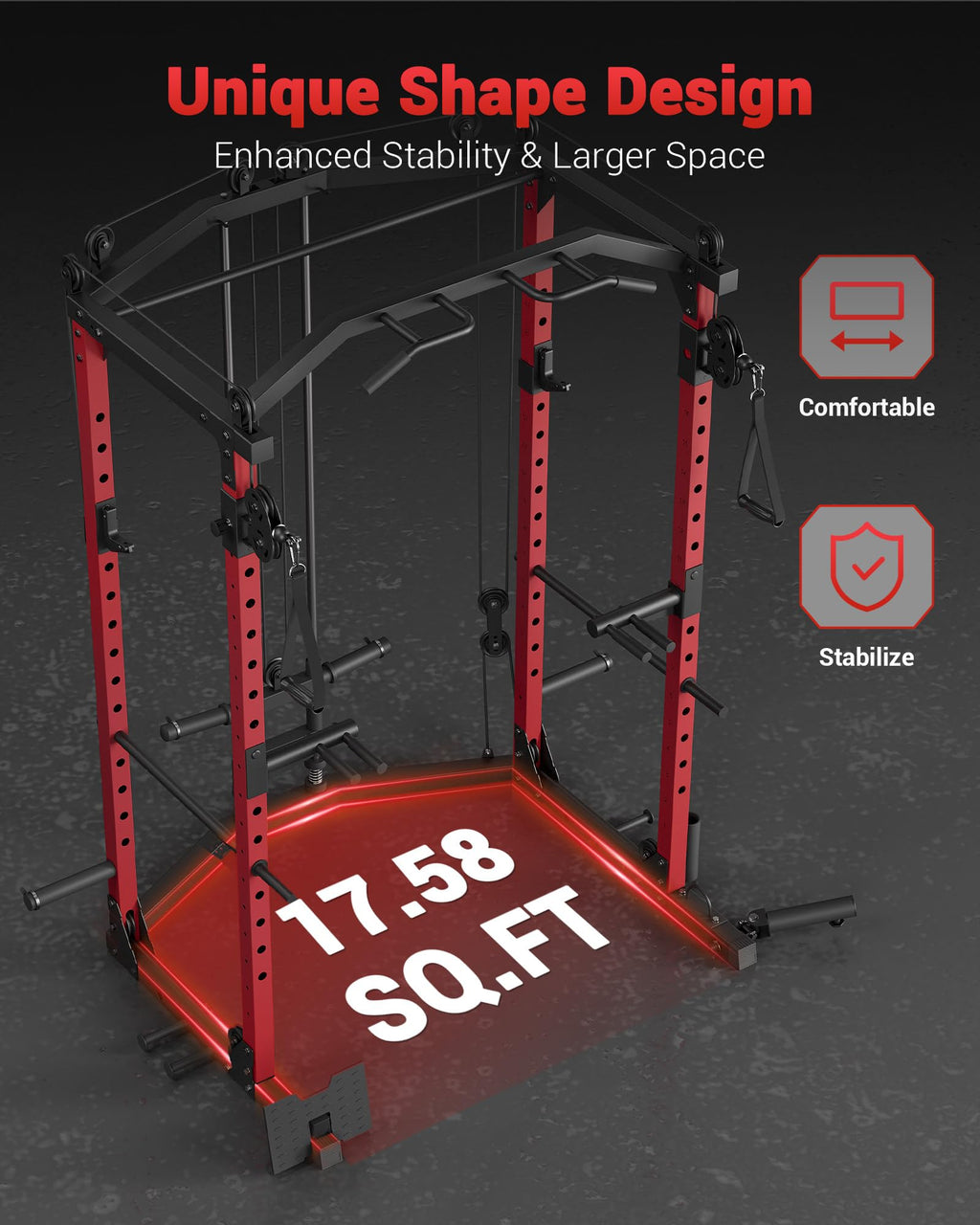 GarveeLife Power Cage, Multi-Functional Power Racks for Home Gym with Cable Crossover System, 1600 LBS Weight Capacity Fitness Squat Rack for Strength Workout with More Training Attachment