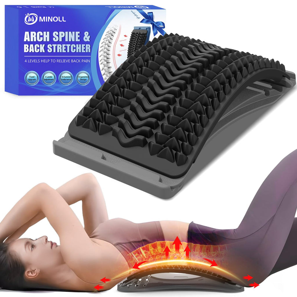 Back Stretcher for Lower Back Pain Relief, 3 Level Adjustable Lumbar Back Cracker Board, Back Cracking Device, Back Massager for Scoliosis, Spine Decompression