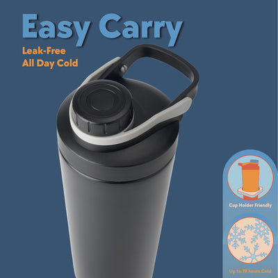 Paradise Shaker Bottle 24 oz, Insulated Stainless Steel Protein Shaker, Dishwasher Safe, with Lid Brush & Protective Boot, Leakproof Twist-Off Chug Cap, Sage Green, Tahoe Mist