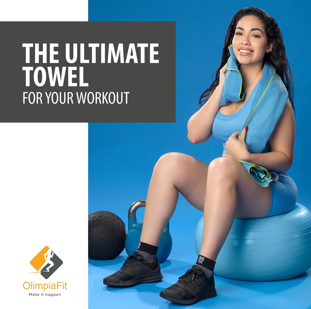 OlimpiaFit Quick Dry Towel - 3 Size Pack of Lightweight Microfiber Travel Towels w/Bag - Fast Drying Towel Set for Camping, Beach, Gym, Backpacking, Sports, Yoga & Swim Use