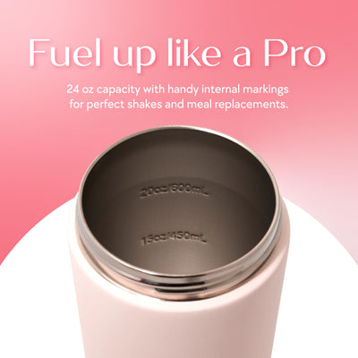 Paradise Shaker Bottle 24 oz, Insulated Stainless Steel Protein Shaker, Dishwasher Safe, with Lid Brush & Protective Boot, Leakproof Twist-Off Chug Cap, Sage Green, Tahoe Mist