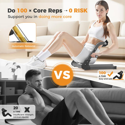 Ab Machine,Sit Up Exercise Equipment& Core Machine, Workout Equipment,Adjustable Ab Trainer with 3 Resistance Levels and Removable Auxiliary Handle,Home Gym Fitness Equipment for All Ages