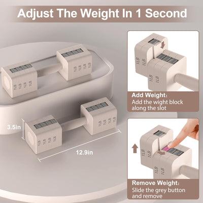 22LBS Adjustable Dumbbells Set, Hand Weights Sets with 5 Levels 3lb, 5lb, 7lb, 9lb, 11lb, Adjustable Weight Dumbbells for Women/Men Home Gym Full Body Workout