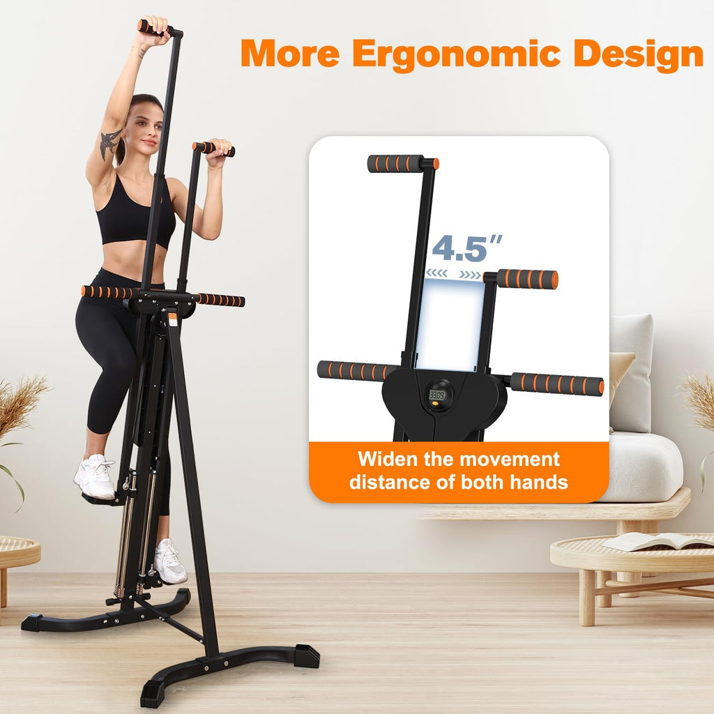 Vertical Climber Exercise Machine for Home Gym with 4 Metal Guide Rails Folding Exercise Climber Cardio Workout Machine 5-Level Heights Stair Stepper Newer Version, Easy to Assemble