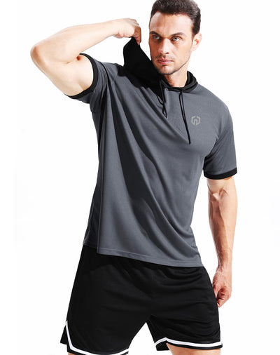 NELEUS Men's Dry Fit Performance Athletic Shirt with Hoods
