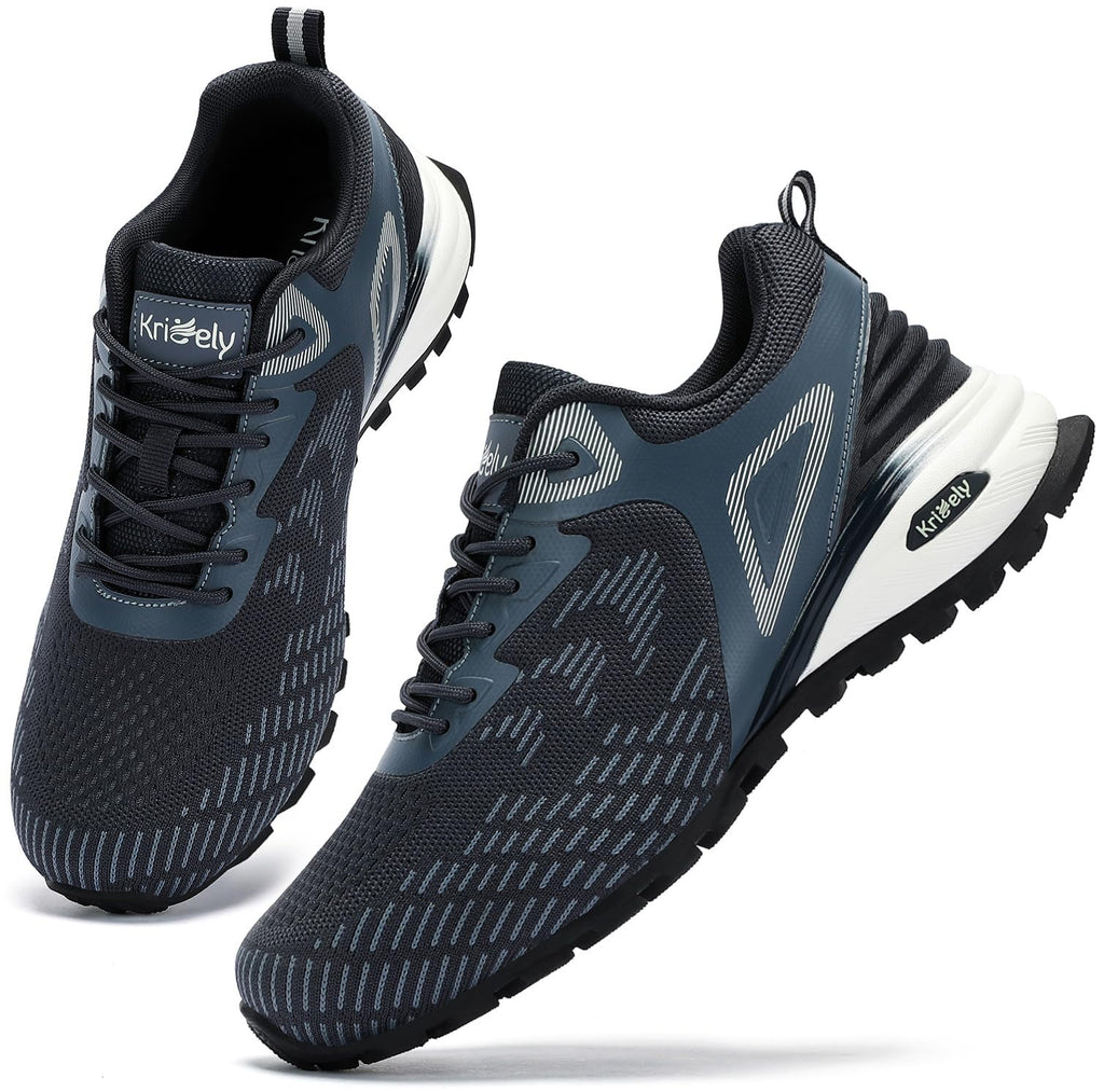 Kricely Men's Trail Running Shoes Non Slip Hiking Shoes Tennis Shoes Fashion Sneakers Workout Footwear