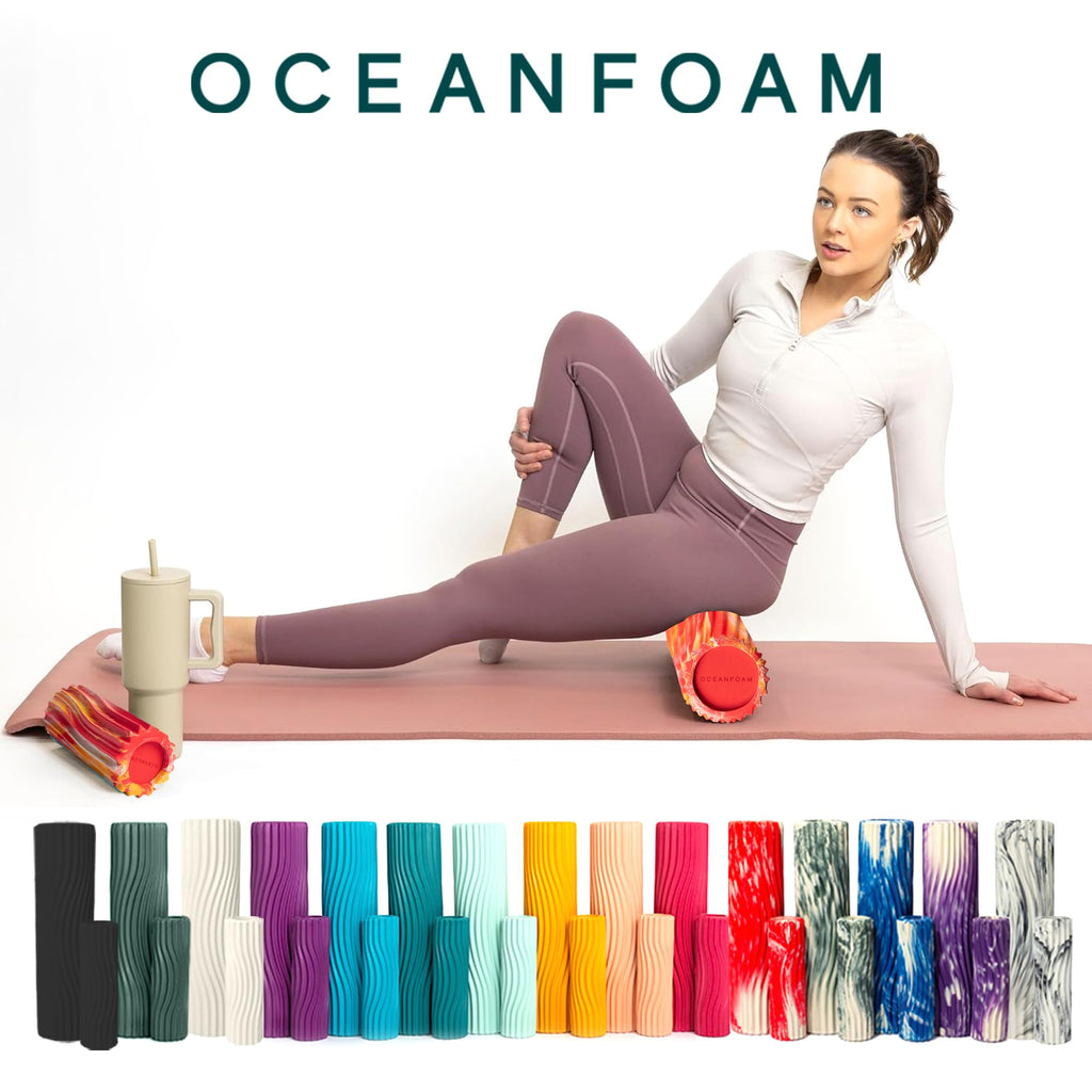 Oceanfoam Tidal Roller - Natural - Muscle Massage Foam Roller for Back Pain & Stretching - Firm and Ergonomic Wide Wave Textured - Yoga, Athletics, & Wellness - Full Size, 20" x 5"