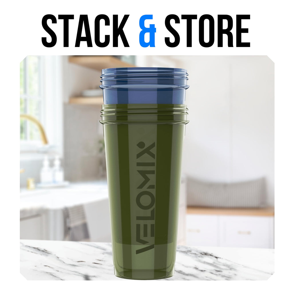 VELOMIX -2 Pack- 28 oz Protein Shaker Bottles for Protein Mixes - 2x Wire Whisk | Leak Proof Shaker Cups for Protein Shakes | Protein Shaker Bottle Pack (Black/Transparent)