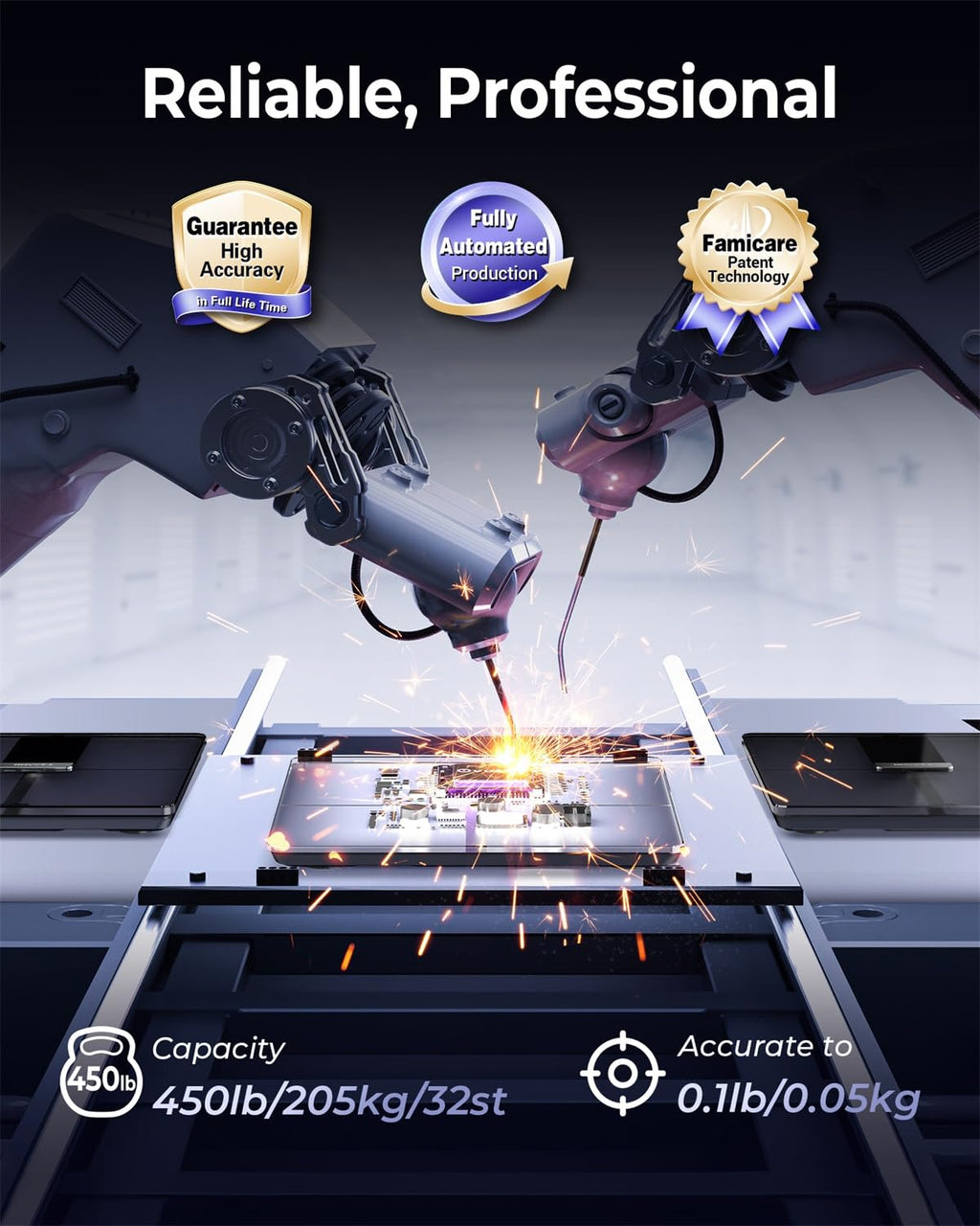 Ovutek Professional Smart Scale for Body Weight, BMI, Body Fat, Muscle Mass, Highly Accurate Body Composition Weighing Machine, Bathroom Digital Scale Large Display Sync with Fitness App, 450lb