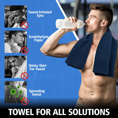 Microfiber Gym Towels for Working Out, Quickly Dry Yoga Towels for Men & Women Tennis, 16 Inch x 27 Inch, 6 Pack, Black