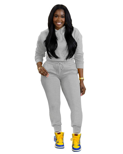 TOPSRANI Womens Two Piece Outfits Bodycon Tracksuit Sweatsuits Hoodie Solid Jogger Biker Workout Lounge Long Sleeve Pant Sets