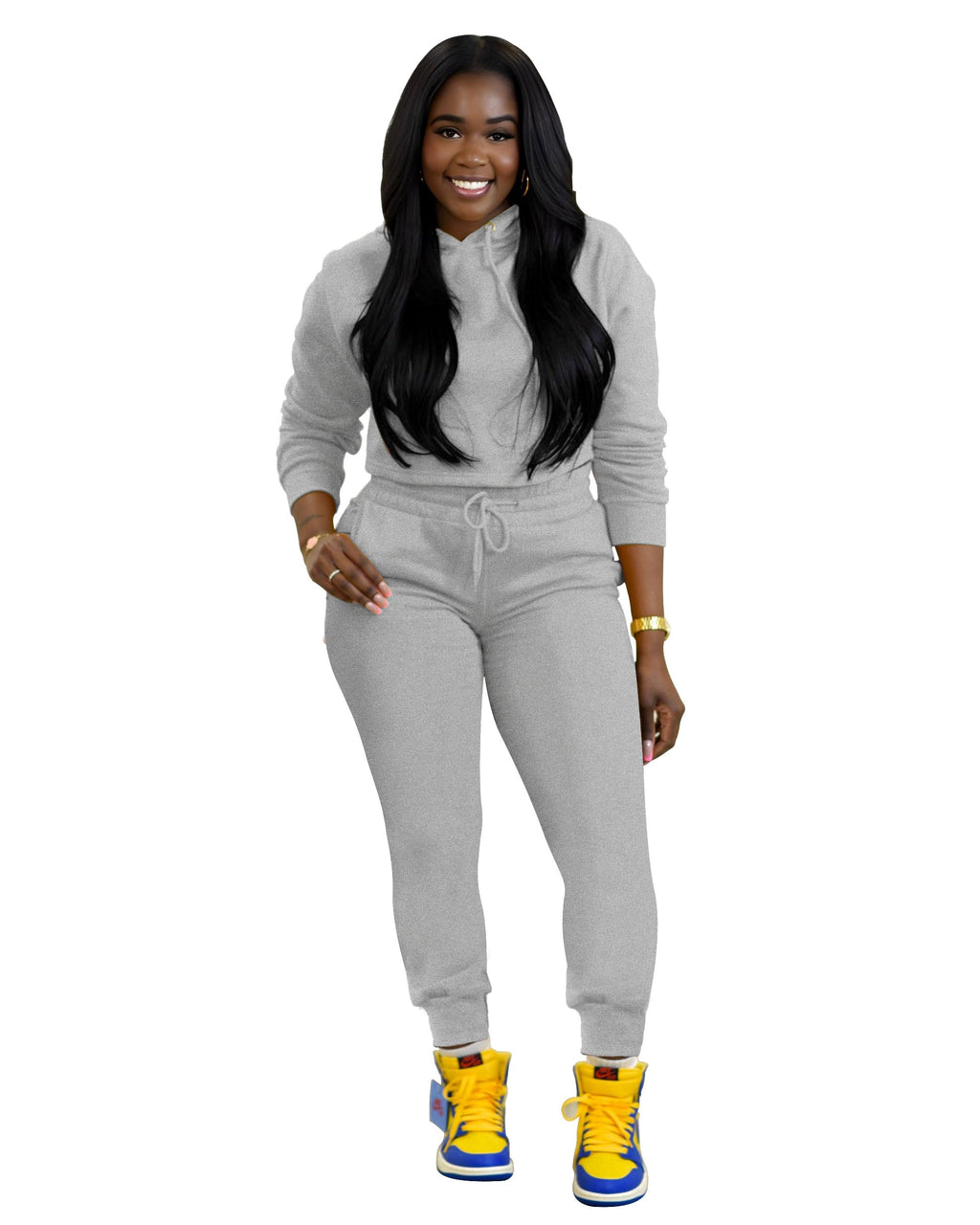 TOPSRANI Womens Two Piece Outfits Bodycon Tracksuit Sweatsuits Hoodie Solid Jogger Biker Workout Lounge Long Sleeve Pant Sets