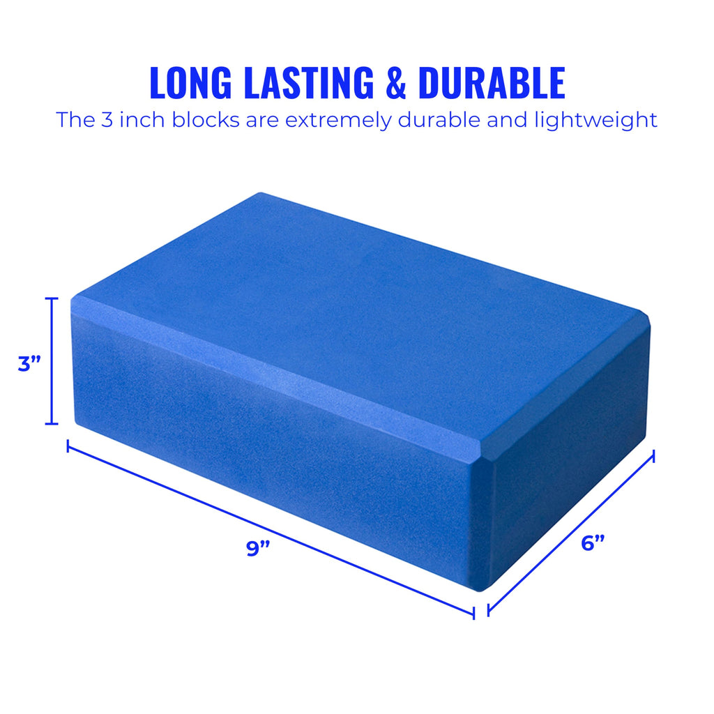 Hello Fit 3" Yoga Block, 10 Pack Bulk EVA Foam Yoga Blocks, Firm and Supportive Yoga Brick, Balance Foam for Stretching, Pilates, and Workout, 3" x 6" x 9"
