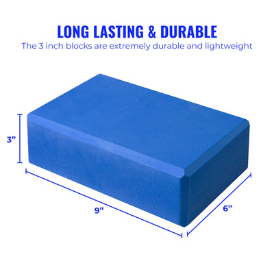 Hello Fit 3" Yoga Block, 10 Pack Bulk EVA Foam Yoga Blocks, Firm and Supportive Yoga Brick, Balance Foam for Stretching, Pilates, and Workout, 3" x 6" x 9"