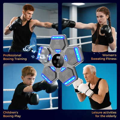 2025 Music Boxing Machine for Adults and Kids, Smart Bluetooth Boxing Training Equipment with Gloves Wall Mounted, Workout Punching Machine for Home,Office and Gym