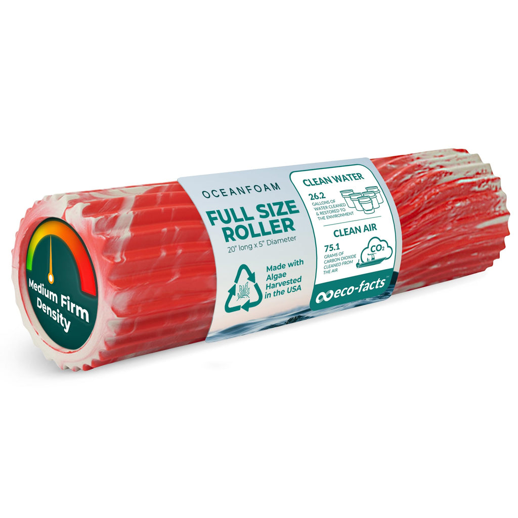 Oceanfoam Tidal Roller - Natural - Muscle Massage Foam Roller for Back Pain & Stretching - Firm and Ergonomic Wide Wave Textured - Yoga, Athletics, & Wellness - Full Size, 20" x 5"