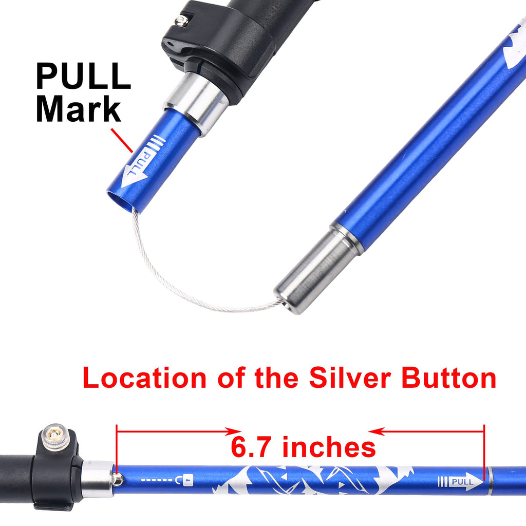 Aluminum Collapsible Ultralight Travel Trekking Hiking Pole for Men and Women (Fits 5'3" - 6'2")