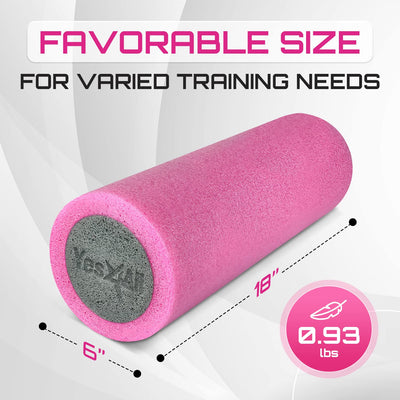 Yes4All High-Density EPP Round Back Roller Foam, Exercise Foam Roller for Yoga, Pilates & Stretching - 12, 18, 24, 36 inch