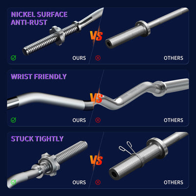 47" EZ Curl Bar Weight Lifting Bar, 1-inch Curling Bars for Weight lifting, Barbell bar for Hip Thrusts/Squats/Lunges for Gym and Home, With 2 Star Double Risk Star-nuts (220lb Weight Capacity)