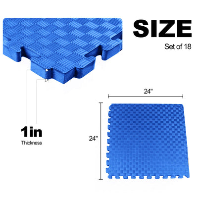Fitvids Puzzle Exercise Gym Flooring Mat, 3/4" Thick High-Density EVA Interlocking Tiles, Workout Mat for Home Gym, Fitness Equipment, MMA, Gymnastics, 24-Piece Shock-Absorbing Exercise Mat (96 Sq Ft)
