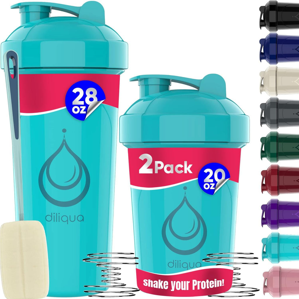 2 PACK, 28 oz & 20 oz Shaker Bottles with Powerful Wire Whisks for Protein Mixes | Leakproof Blender Shaker Bottle Pack | BPA-Free & Dishwasher Safe | Shaker Bottle | Shaker Cups for shakes