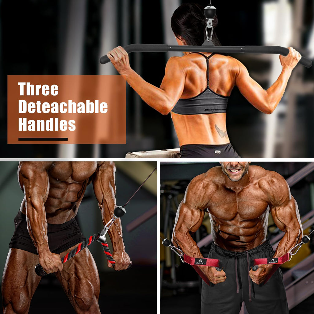 SERTT Home Gym Pulley System - Tricep Workout, Lat Pulldown, Biceps Curl, Triceps, Shoulders, Back, Forearm, Weight Cable for Squat Rack, Garage