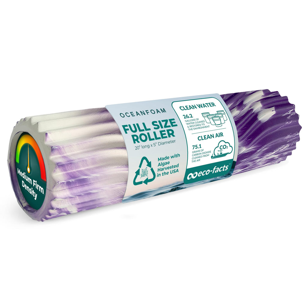 Oceanfoam Tidal Roller - Natural - Muscle Massage Foam Roller for Back Pain & Stretching - Firm and Ergonomic Wide Wave Textured - Yoga, Athletics, & Wellness - Full Size, 20" x 5"