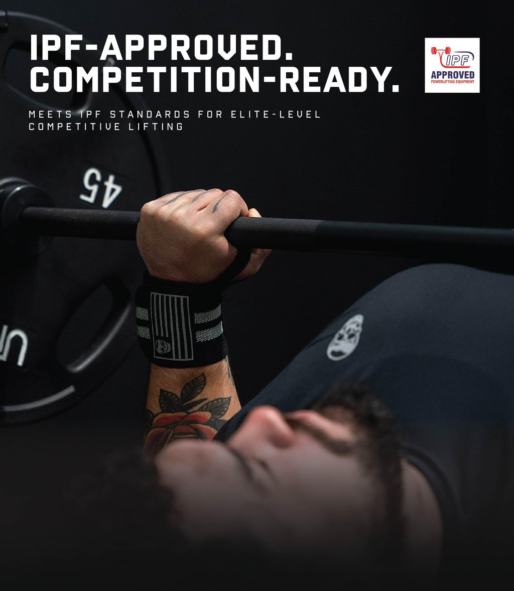 Gymreapers Weightlifting Wrist Wraps (IPF Approved) 18" Professional Quality Wrist Support with Heavy Duty Thumb Loop - Best Wrap for Powerlifting Competition, Strength Training, Bodybuilding