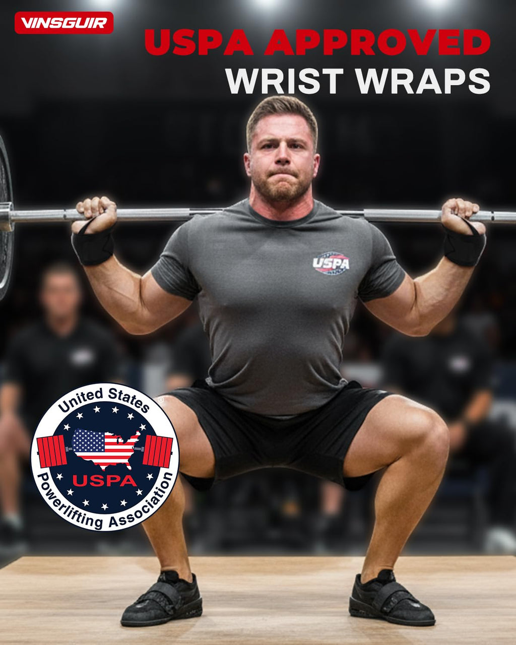 VINSGUIR 21'' Elastic Wrist Wraps for Weightlifting and Working Out(USPA Approved), Breathable Gym Wrist Sraps for Weightlifting with Thumb Loop and Left/Right Tabs, Wrist Brace for Wrist Support and Protection, Men and Women (Pair)