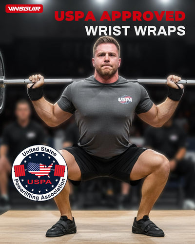 VINSGUIR 21'' Elastic Wrist Wraps for Weightlifting and Working Out(USPA Approved), Breathable Gym Wrist Sraps for Weightlifting with Thumb Loop and Left/Right Tabs, Wrist Brace for Wrist Support and Protection, Men and Women (Pair)