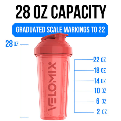 VELOMIX -2 Pack- 28 oz Protein Shaker Bottles for Protein Mixes - 2x Wire Whisk | Leak Proof Shaker Cups for Protein Shakes | Protein Shaker Bottle Pack (Black/Transparent)