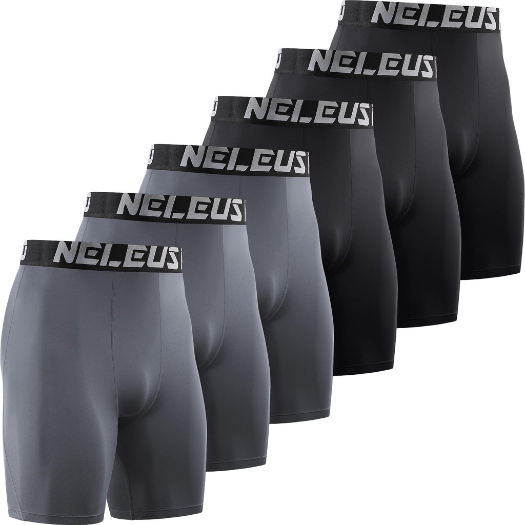NELEUS 3 or 6 Pack Compression Shorts for Men Spandex Sport Shorts Running Athletic Workout Performance Baselayer Underwear