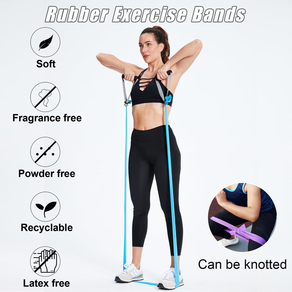 Resistance Bands for Working Out, Physical Therapy Bands, Latex Free Elastic and Exercise Bands Set for Stretching, Suitable for Rehab, Yoga, Pilates, Gym, Home Exercise