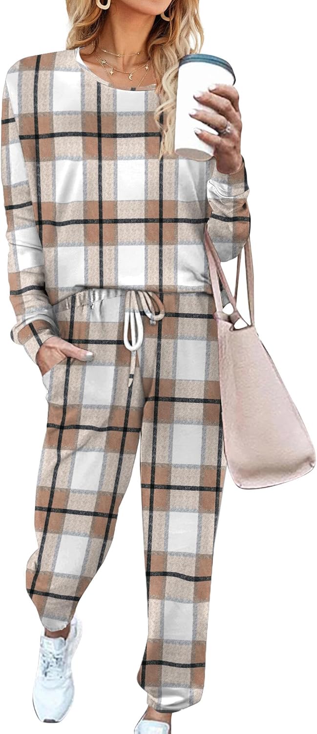 Aloodor Sweatsuit for Women 2 Piece Outfits for Womens Crewneck Sweatshirts Pullover