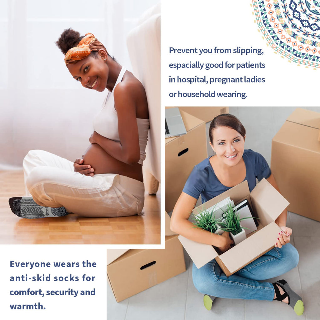 Ozaiic Pilates Socks for Women Non Slip Grip, Yoga Socks with Grippers for Barre, Hospital, Ballet, Dance, Barefoot Workout