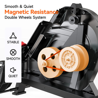 Pooboo Magnetic Rowing Machine 360 LB Weight Capacity, folding rower with Combination Strength exercise, Tablet Holder and Comfortable Seat Cushion, Rower for Home Use