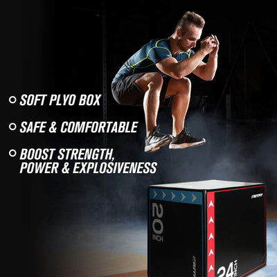 RitFit 3 in 1 Extra Firm Soft Plyo Box Foam Plyometric Box-30”x24”x20”-20"x18"x16" Heavy Duty High Density Foam Jumping Box 3 Sizes with PVC Cover,Platform for Home Gym Fitness, 440lb Weight Capacity