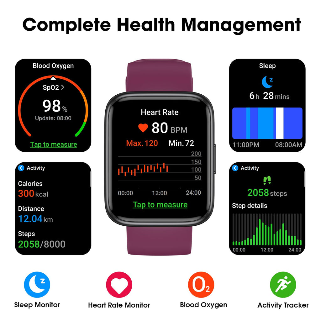 EURANS Smart Watch No App/Phone Required, Long Battery Life Fitness Tracker Watch,HD Screen, Waterproof Activity Tracker with Step Counter for Walking, Pedometer, Calories Tracker for Men Women