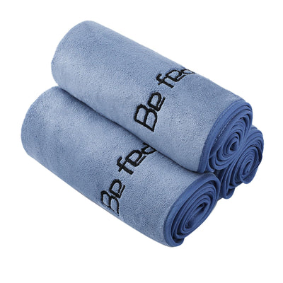 Microfiber Gym Towels Bigger Size Super Soft for Exercise Fitness, Sports, Workout, 380-GSM 15-Inch x 31-Inch Quick-Drying Towels (3 Pack, Grey+Blue+Purple)