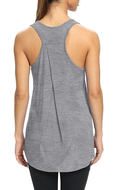 Bestisun Workout Yoga Athletic Shirts Racerback Long Tank Tops Loose fit for Women
