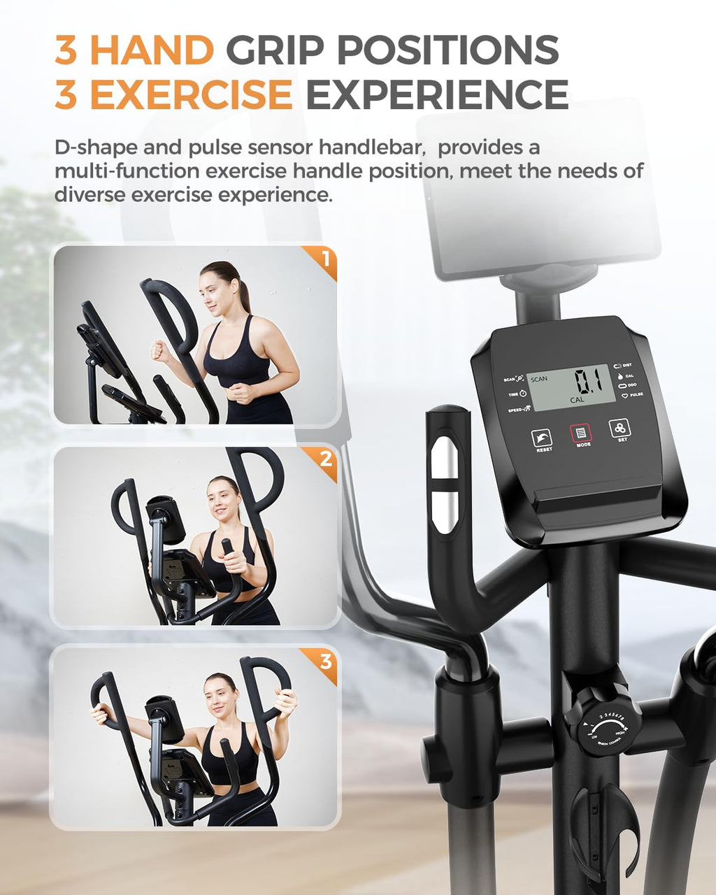 pooboo Elliptical Machine, Elliptical Exercise Machine with 16-Level Resistance&Hyper-Quiet Magnetic Driving System, Elliptical Machine for Home with LCD Monitor&15.5IN Stride, 350LBS Weight Capacity