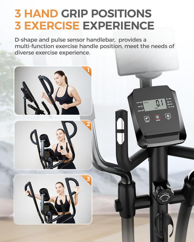 pooboo Elliptical Machine, Elliptical Exercise Machine with 16-Level Resistance&Hyper-Quiet Magnetic Driving System, Elliptical Machine for Home with LCD Monitor&15.5IN Stride, 350LBS Weight Capacity