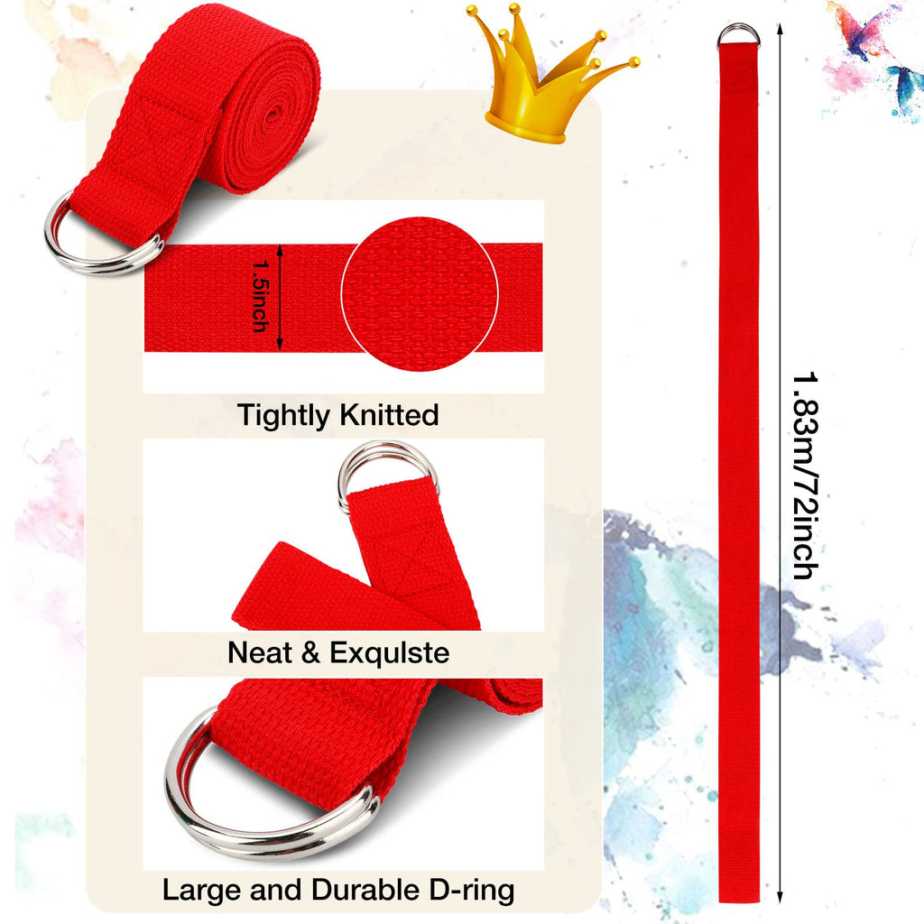 Jerify 10 Pcs Yoga Strap for Stretching Bulk 6ft Exercise Stretch Band with Metal D Ring Adjustable Pilates Non Elastic Yoga Stretch Belt for Women Men Physical Fitness Gym Workout Dance