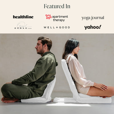 Mindful Modern Folding Pro Meditation Chair - Adjustable Meditation Seat with Back Support and Half Moon Buckwheat Meditation Cushion - Comfortable Mindfulness Living Room Floor Chair