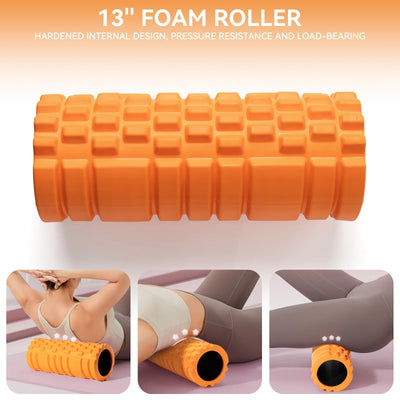 Foam Roller for Muscle Massager, Patented 13" High Density Exercise Roller for Muscle and Myofascial Trigger Point Release, Yoga, Back Roller for Fitness, Yoga (Purple)