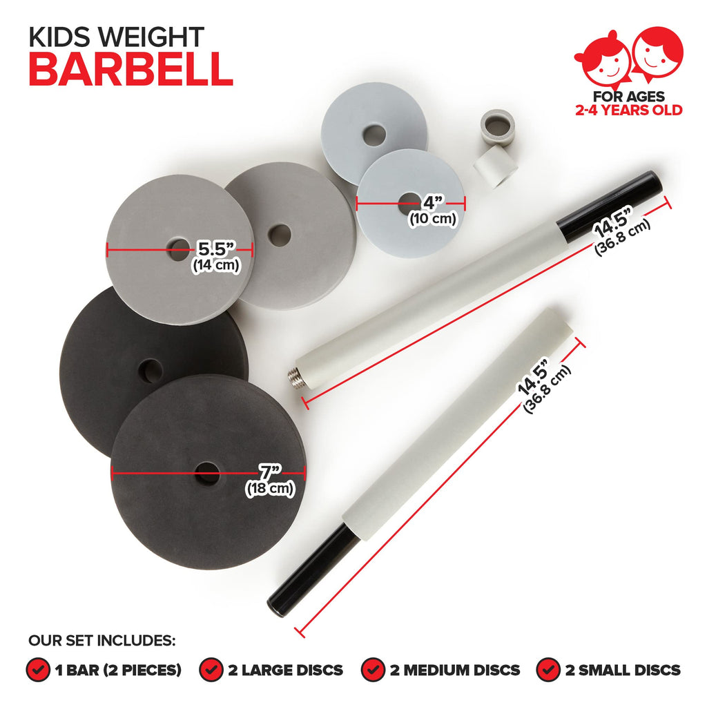 Modern Innovations Kids Weight Set (2 Pack) Toy Dumbbells, Baby Dumbbell Workout Weights, Fun Fitness and Exercise Equipment for Toddlers - Black & Gray…