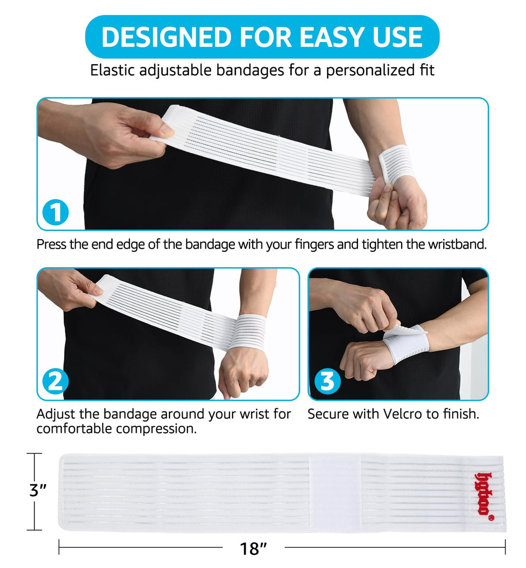 Compression Wrist Bands (2 PCS), High-Elastic Straps Wrist Wraps Wrist Brace for Sports Weightlifting Tennis Basketball Tendonitis Carpal Tunnel Arthritis - Breathable Fabric (Black)