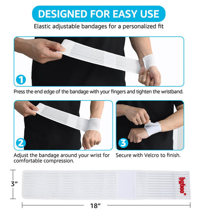 Compression Wrist Bands (2 PCS), High-Elastic Straps Wrist Wraps Wrist Brace for Sports Weightlifting Tennis Basketball Tendonitis Carpal Tunnel Arthritis - Breathable Fabric (Black)