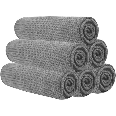 Microfiber Gym Towels for Working Out, Quickly Dry Yoga Towels for Men & Women Tennis, 16 Inch x 27 Inch, 6 Pack, Black