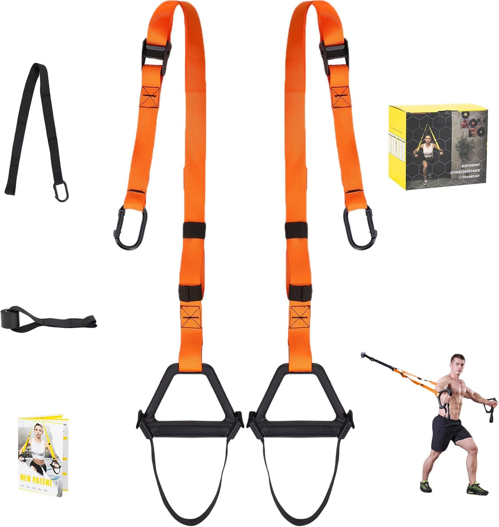 Moulyan Bodyweight Resistance Training Straps,Suspension Training straps Complete Home Gym Fitness Trainer kit for Full-Body Workout Easy Setup Gym Home Outdoors